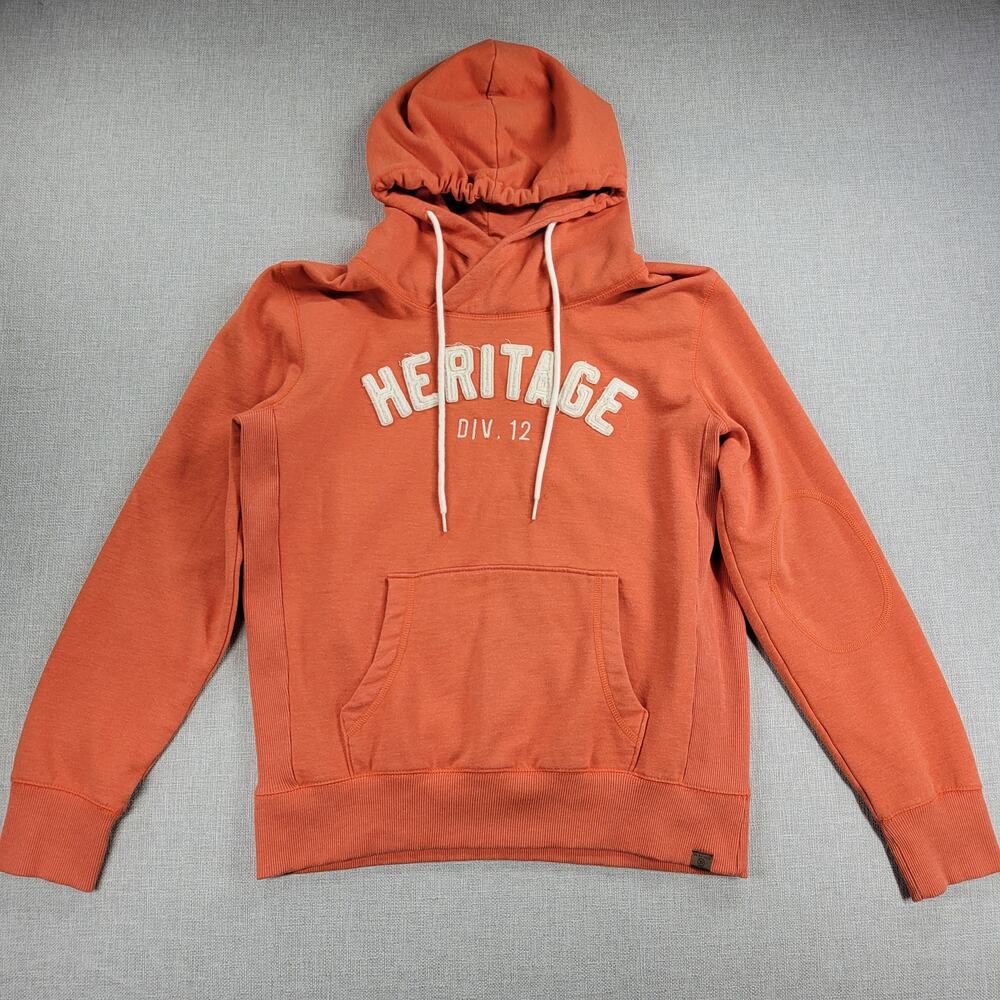 Tom Tailor Denim Mens Heritage Hoodie Sz XL Orange Fleece Pullover Sweatshirt